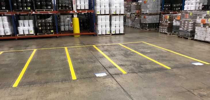 Industrial floor striping to improve safety