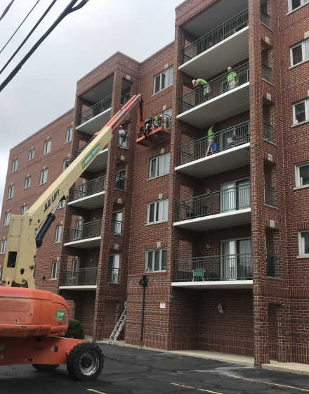 HOA building exterior balconies painting in Des Plaines project photo 3